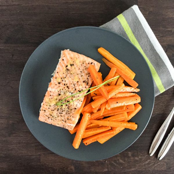 Oven baked salmon with carrot fries super delicious Recipe